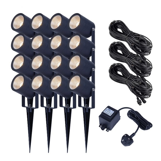 EasyFit Core 12v  Garden Lights - Fern LED Garden Spotlight Kit - 16 Lights