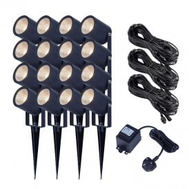 EasyFit Core 12v Garden Lights - Fern LED Garden Spotlight Kit - 16 Lights