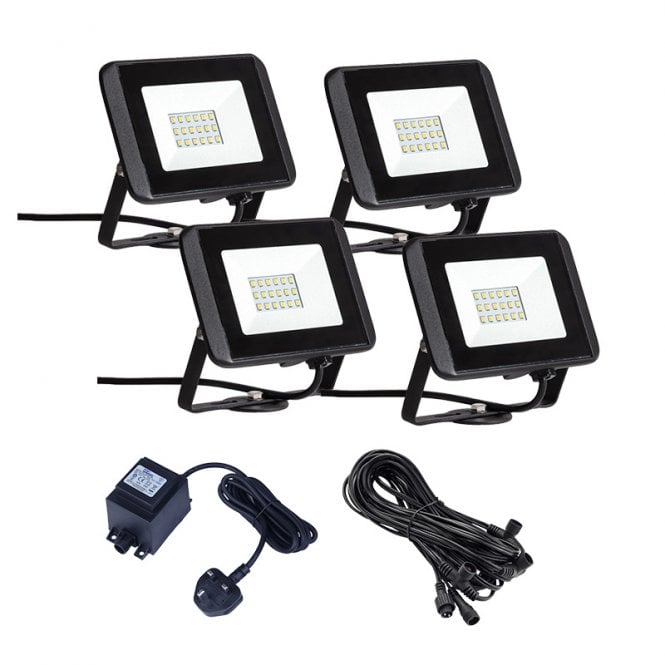 EasyFit Core 12v  Garden Lights - Oak LED Floodlight Kit - 4 Lights