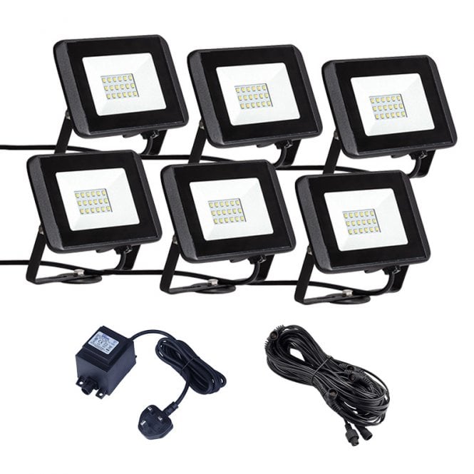 EasyFit Core 12v  Garden Lights - Oak LED Floodlight Kit - 6 Lights