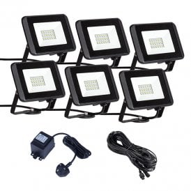 EasyFit Core 12v Garden Lights - Oak LED Floodlight Kit - 6 Lights