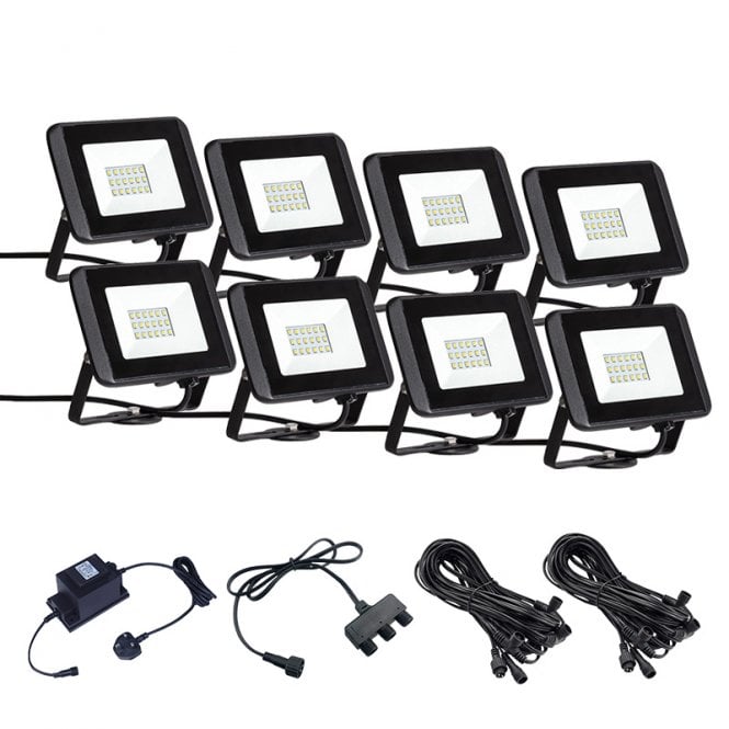 EasyFit Core 12v  Garden Lights - Oak LED Floodlight Kit - 8 Lights