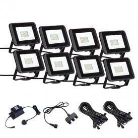 EasyFit Core 12v Garden Lights - Oak LED Floodlight Kit - 8 Lights