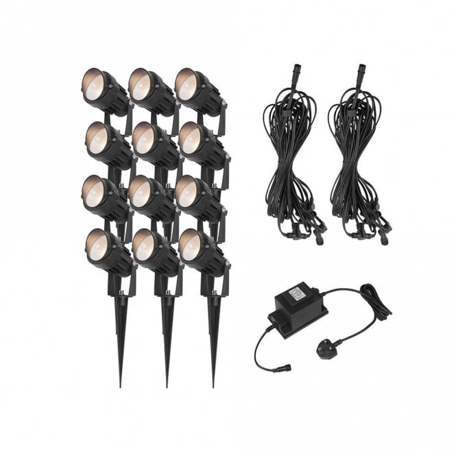 EasyFit Core 12v  Garden Lights - Palm 6W LED Garden Spotlight Kit - 12 Lights