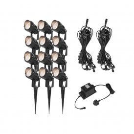 EasyFit Core 12v Garden Lights - Palm 6W LED Garden Spotlight Kit - 12 Lights
