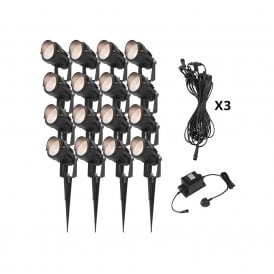 EasyFit Core 12v Garden Lights - Palm 6W LED Garden Spotlight Kit - 16 Lights