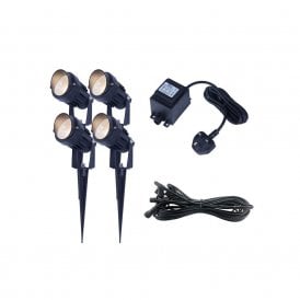 EasyFit Core 12v Garden Lights - Palm 6W LED Garden Spotlight Kit - 4 Lights