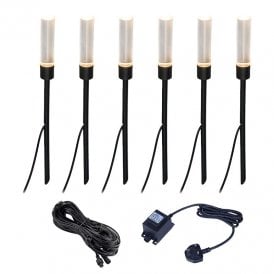 EasyFit Core 12v Garden Lights - Snowdrop LED Outdoor Garden Feature Stake Light Kit - 6 Lights