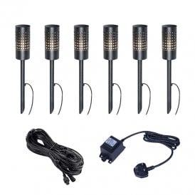EasyFit Core 12v Garden Lights - Willow LED Outdoor Feature Stake Light Kit - 6 Lights