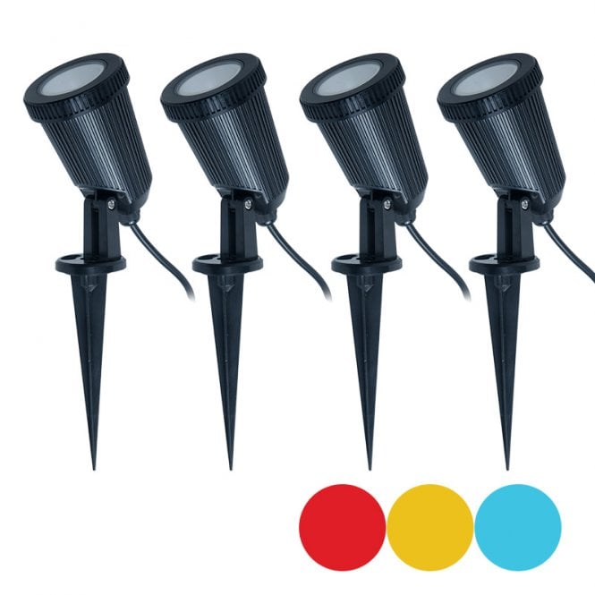 EasyFit Remote  12v Garden Lights - Ash Colour Changing LED Spotlight Kit - 4 Lights