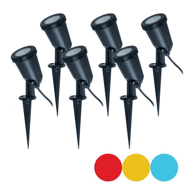 EasyFit Remote  12v Garden Lights - Ash Colour Changing LED Spotlight Kit - 6 Lights