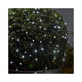19M Set of 200 Battery Operated Cool White LED String Lights on Black Cable