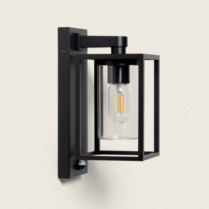 Edit Lighting Amelia Outdoor Lantern Wall Light with PIR Sensor In Black Finish