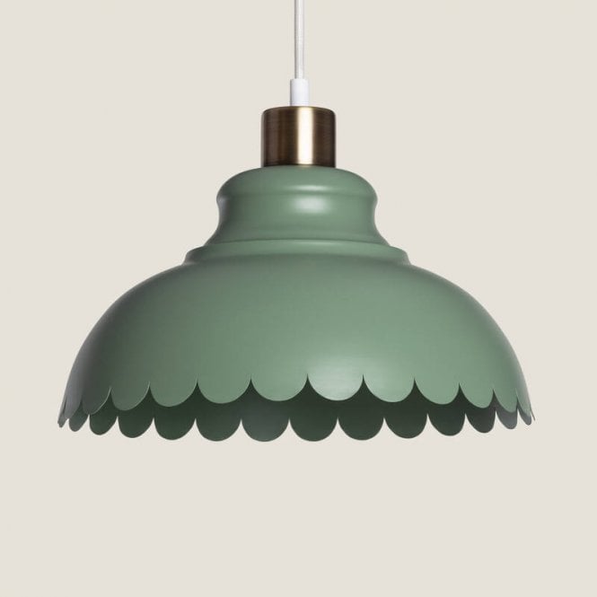 Edit Lighting Avery Single Light Scalloped Ceiling Pendant - Green