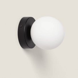 Belgravia Single Light Glass Flush Wall Light - Black