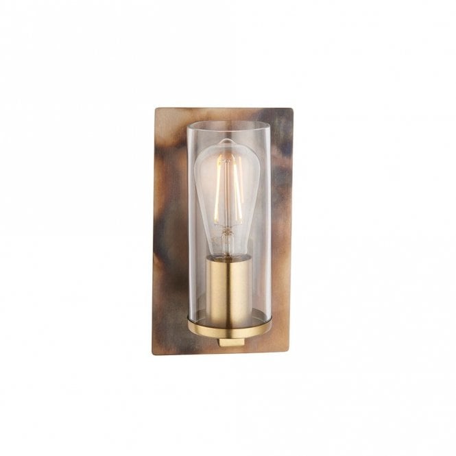 Edit Lighting Brooklyn Single Light Flush Wall Fitting in Bronze Patina Finish with Clear Glass