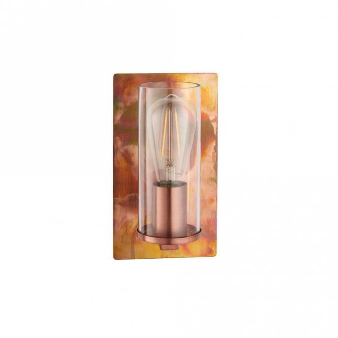 Edit Lighting Brooklyn Single Light Flush Wall Fitting in Copper Patina Finish with Clear Glass