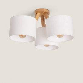 Cedar 3 Light Semi-Flush Ceiling Fitting- Wood