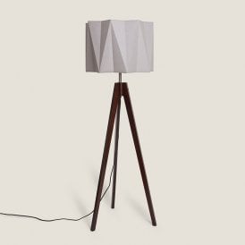 Dalston Tripod Floor Lamp with Grey Fabric Shade