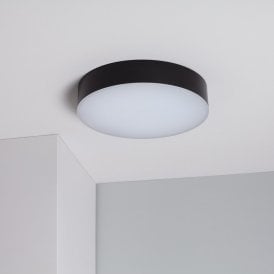 Edit 21W Juno Round Outdoor LED Flush Ceiling Fitting In Black Finish