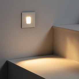 Edit 2W Warm White LED Recessed Outdoor Wall Light In White Finish