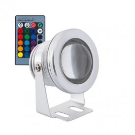 Edit 7W Colour Changing LED Garden Spotlight In Chrome Finish