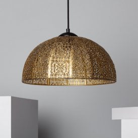 Edit Aerba Single Light Metal Ceiling Pendant In Gold Finish