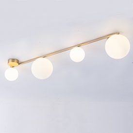 Edit Amatler 4 Light Flush Ceiling Fitting in Gold finish With White Glass