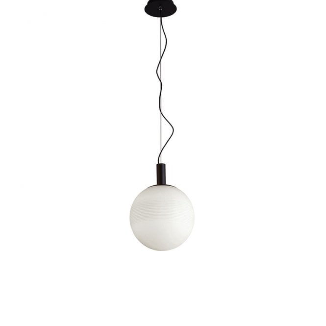 Edit Lighting Edit Angelo Single Light Ceiling Pendant In Black Finish With Opal Glass