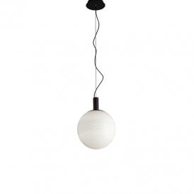 Edit Angelo Single Light Ceiling Pendant In Black Finish With Opal Glass