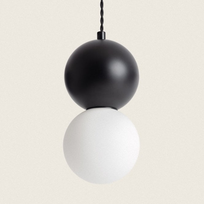 Edit Lighting Edit Apolo Single Light Ceiling Pendant In White and Black Finish