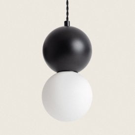 Edit Apolo Single Light Ceiling Pendant In White and Black Finish