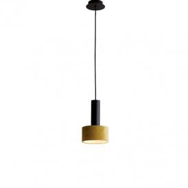 Edit Arietta Ceiling Pendant Light In Black Finish With Gold Velvet Shade