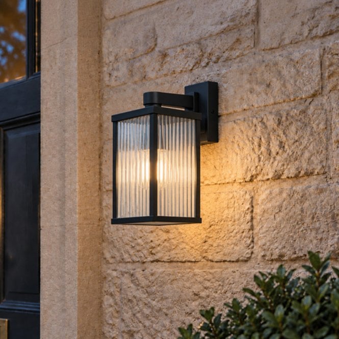 Edit Lighting Edit Aster Ridged Glass Outdoor Hanging Wall Light - Black