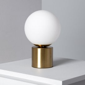 Edit Atenas Single Light Desk Lamp In White & Gold Finish