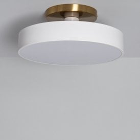 Edit Atenea 3 Light Semi Flush Ceiling Fitting In White & Gold Finish