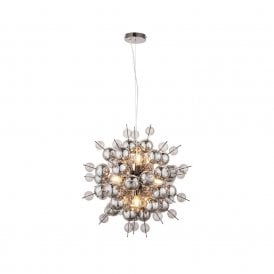 Edit Atom 9 Light Glass Chandelier in Silver Finish