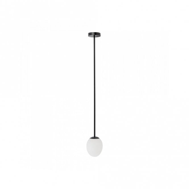 Edit Lighting Edit Basin Single Light Bathroom Ceiling Pendant in Black Finish with Opal Glass Shade
