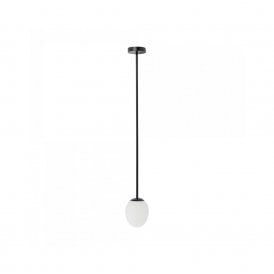 Edit Basin Single Light Bathroom Ceiling Pendant in Black Finish with Opal Glass Shade