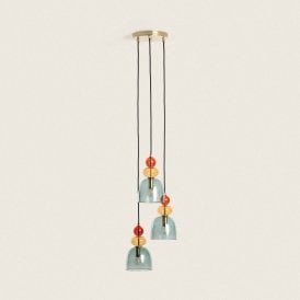 Edit Baudelaire Glass 3 Light Cluster Ceiling Pendant In Green Finish