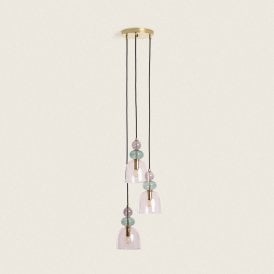 Edit Baudelaire Glass 3 Light Cluster Ceiling Pendant In Pink Finish