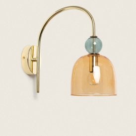 Edit Baudelaire Single Light Wall Fitting In Amber & Green Finish