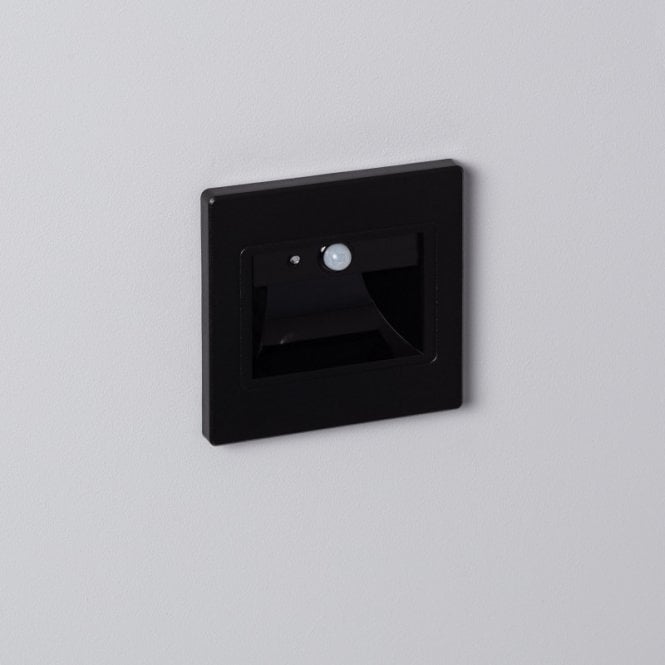 Edit Lighting Edit Beacon Recessed Wall Fitting In Black Finish with PIR Sensor And Warm White LED