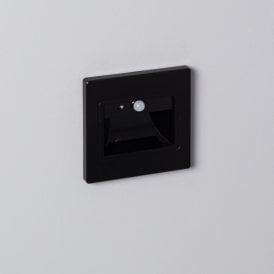 Edit Beacon Recessed Wall Fitting In Black Finish with PIR Sensor And Warm White LED