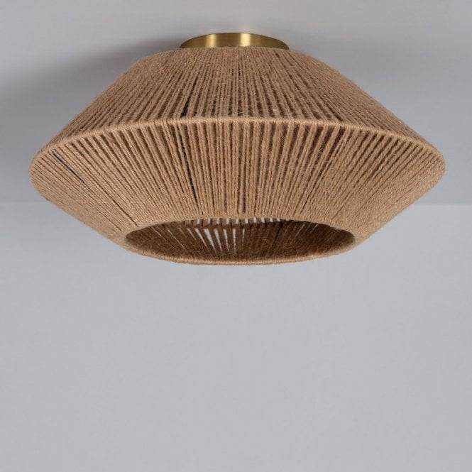 Edit Lighting Edit Big Moksha Rattan Single Light Flush Ceiling Fitting In Natural Finish