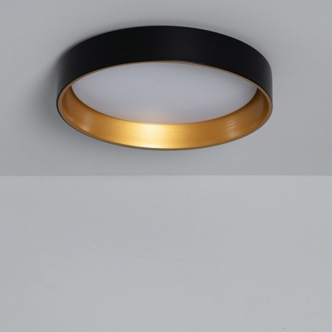 Edit Lighting Edit Broadway Round 20W LED Colour Selectable Flush Ceiling Light In Black and Gold Finish