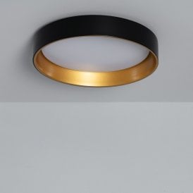 Edit Broadway Round 20W LED Colour Selectable Flush Ceiling Light In Black and Gold Finish