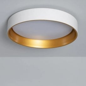 Edit Broadway Round 20W LED Colour Selectable Flush Ceiling Light In White & Gold Finish