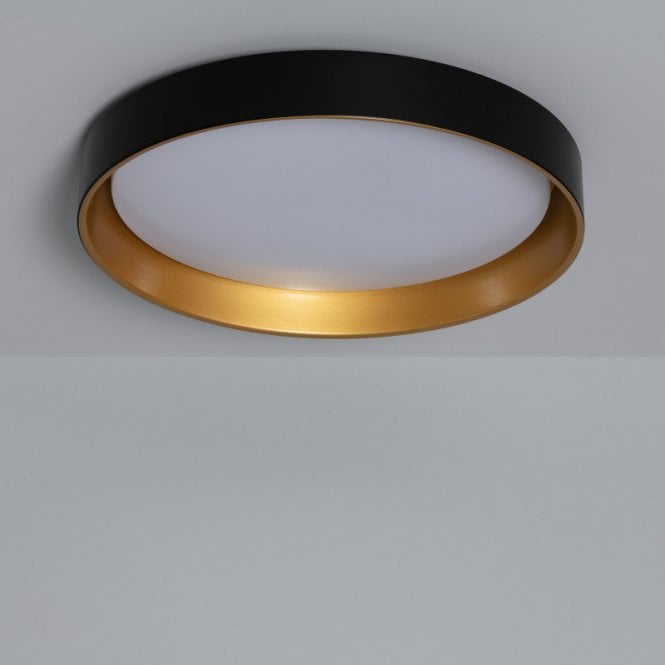 Edit Lighting Edit Broadway Round 30W LED Colour Selectable Large Flush Ceiling Light In Black and Gold Finish