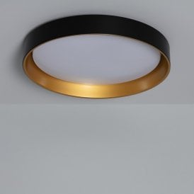 Edit Broadway Round 30W LED Colour Selectable Large Flush Ceiling Light In Black and Gold Finish